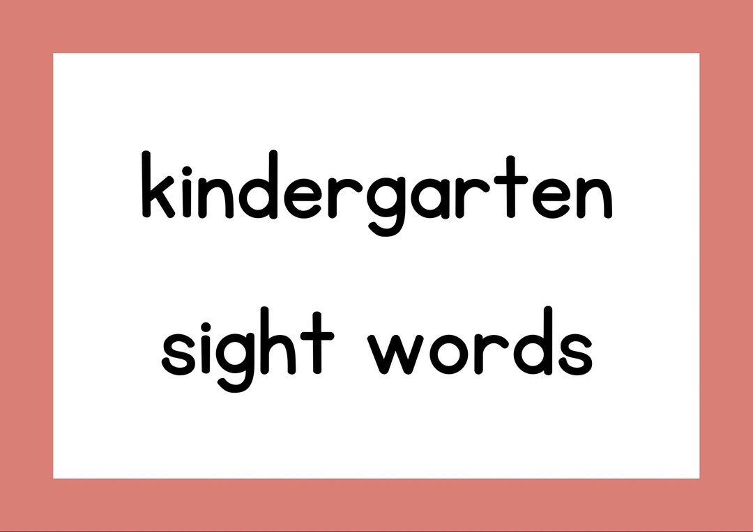 Kindergarten Sight Word Flash Cards Etsy