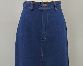 Vintage Dark Denim 100% Cotton Midi Skirt