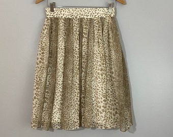 Vintage 100% Silk Animal Print Jupe Rassemblée