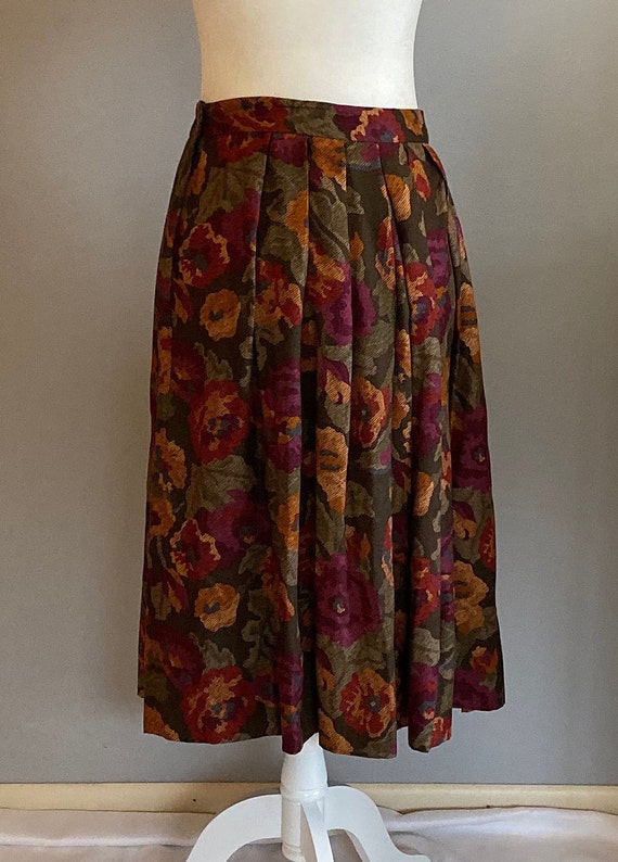Vintage Autumnal Floral Flowy Skirt - image 3