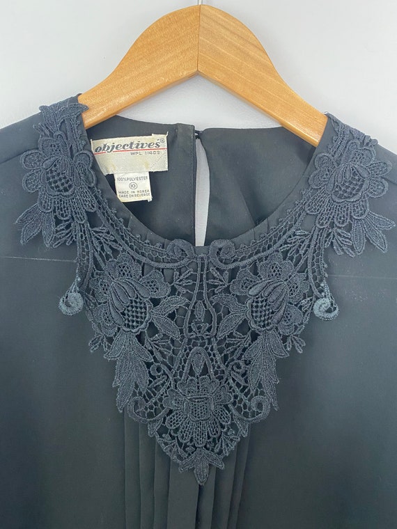 Vintage Lace-Front Semi Sheer Blouse - image 4