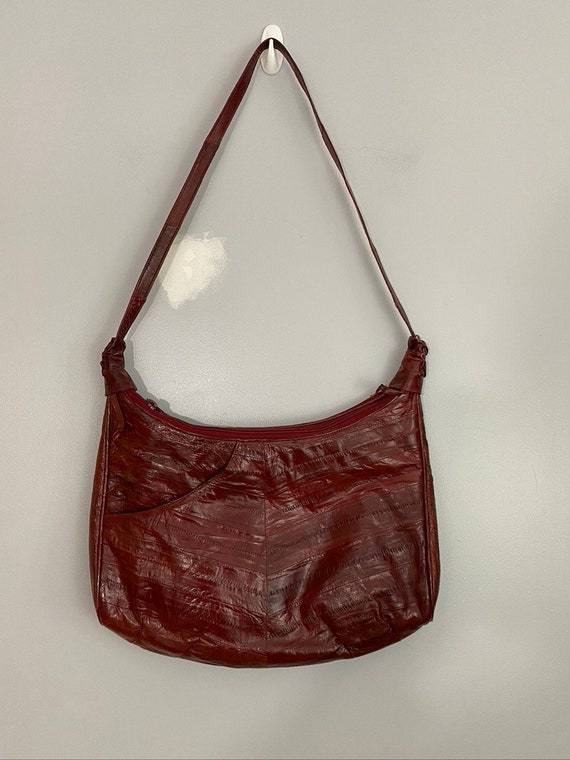 Vintage Eelskin Burgundy Purse with Coin Purse - image 3