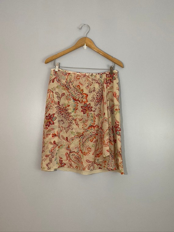Vintage Ann Taylor 100% Silk Faux Wrap Skirt