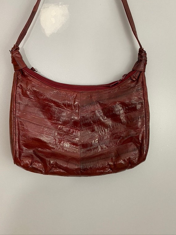Vintage Eelskin Burgundy Purse with Coin Purse - image 2
