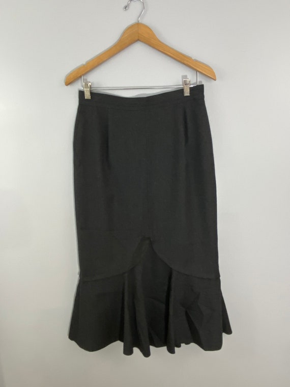 Vintage Louis Féraud Wool Flounced Skirt - image 1