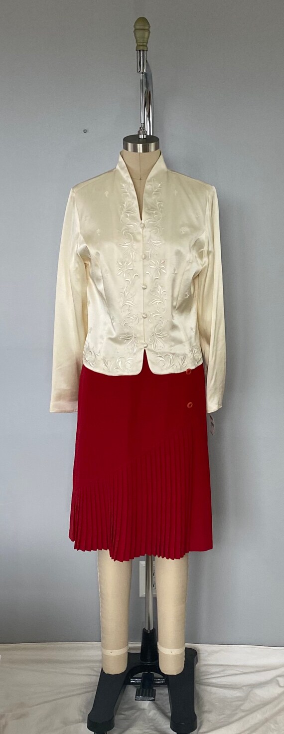 Vintage Red Pleated Skirt - image 2