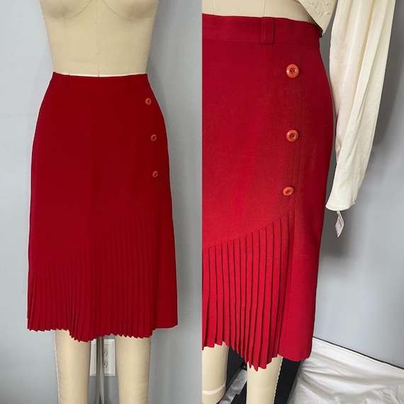 Vintage Red Pleated Skirt