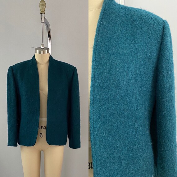 Gorgeous Teal Mohair Open Front Blazer