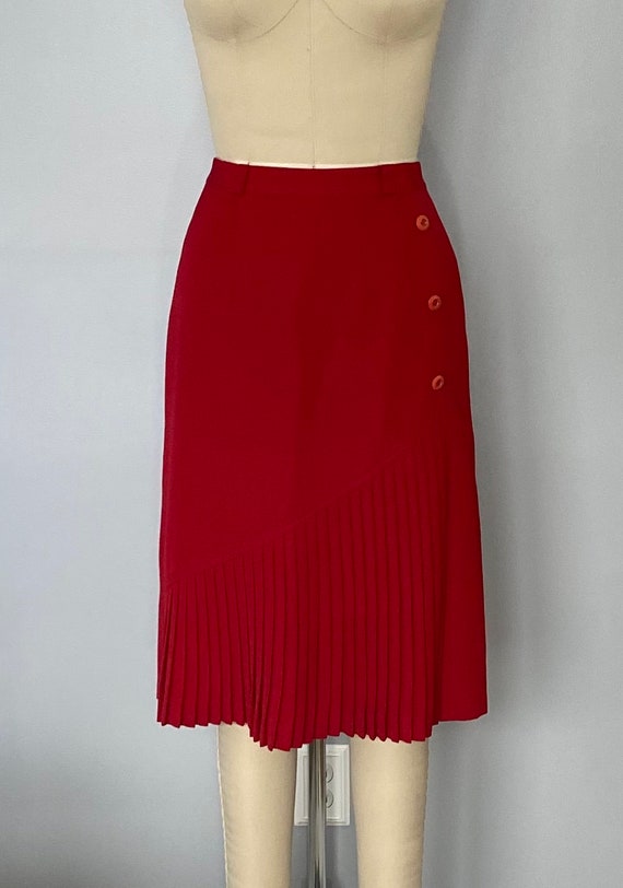 Vintage Red Pleated Skirt - image 4