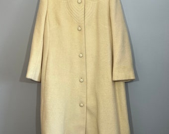 Vintage 100% Pure Wool Swing Coat w/ Large Buttons Detailed Stitching