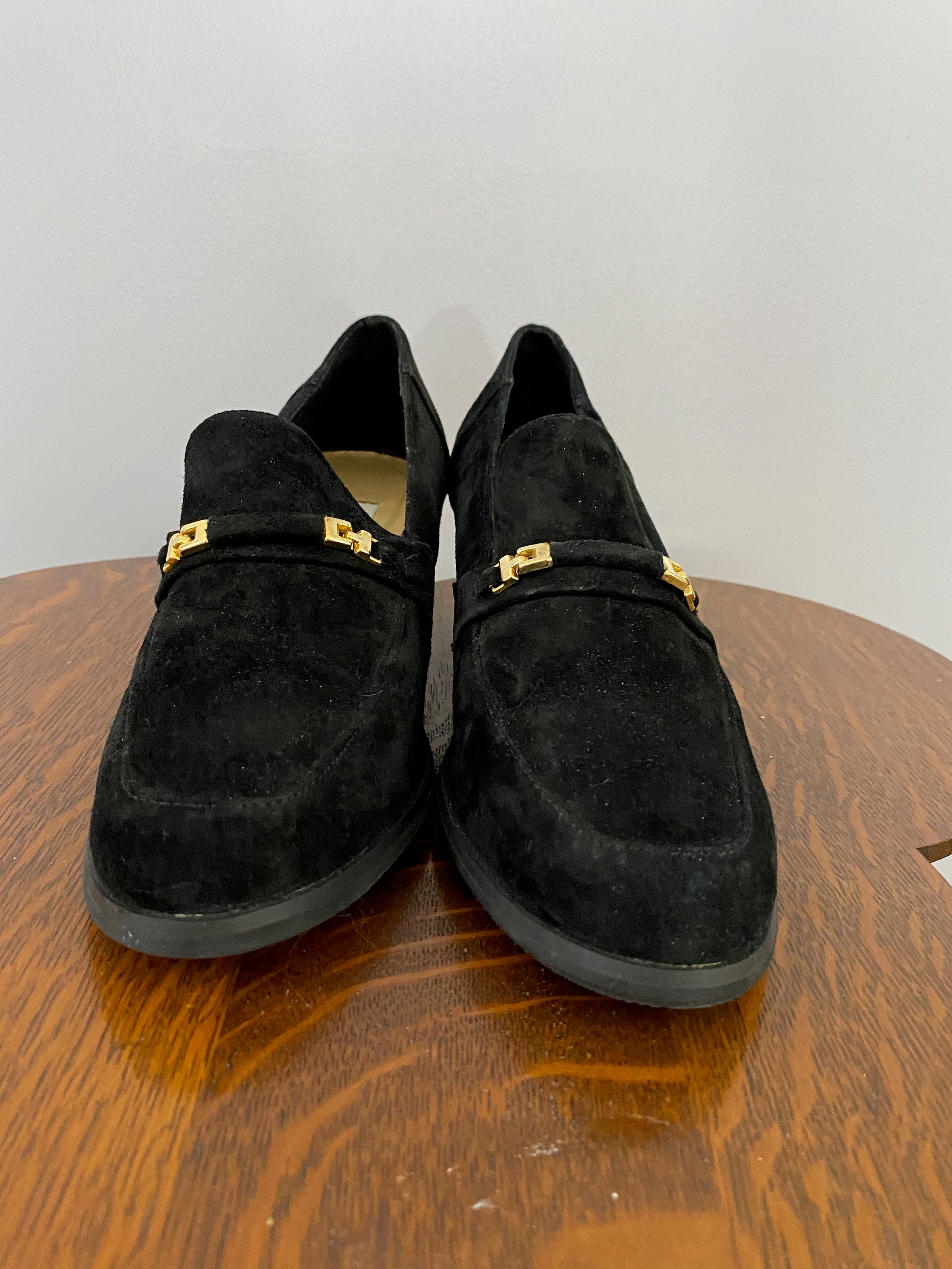 Vintage NWOT Black Suede Loafers W/ Brass Hardware - Etsy display picture 3