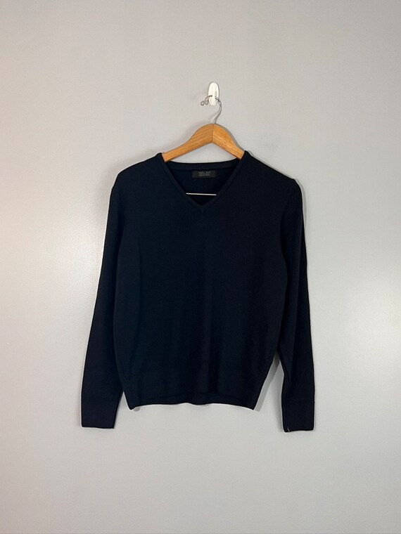 Zara Man (or Unisex) V-Neck Navy 100% Wool Sweater