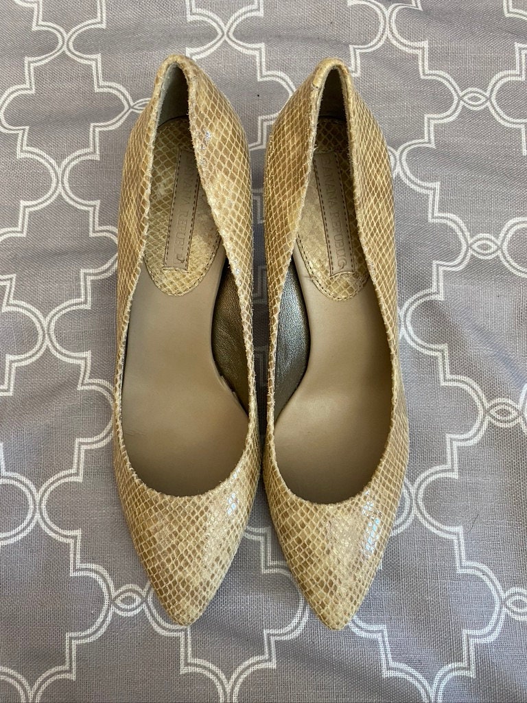 Escarpins Banana Republic Femme Taille 6 - Cuir, Beige/marron, Bout Boucle émaillé, Occasion Excellent état
