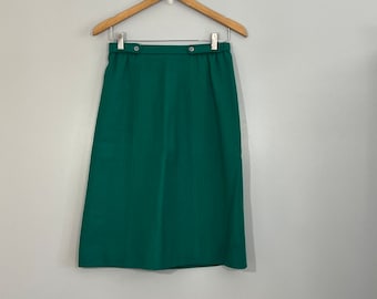 Vintage Emerald Green Wool A-Line Midi Skirt