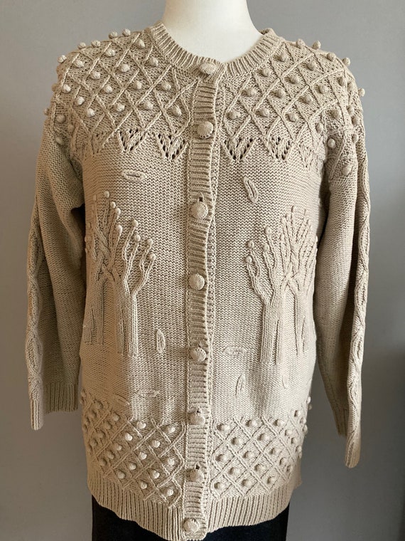 Unique VIntage Detailed Greige Cardigan - image 4