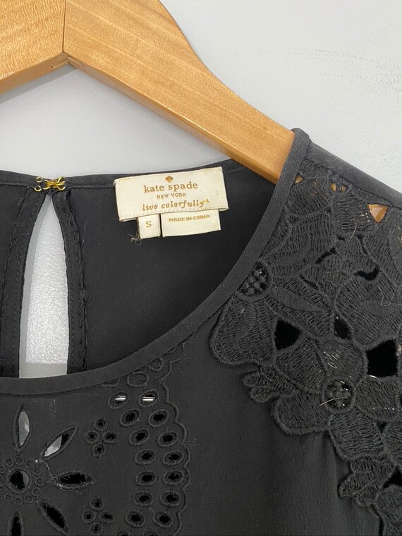 Kate Spade 100% Silk Lace Blouse in Soft Black - image 4