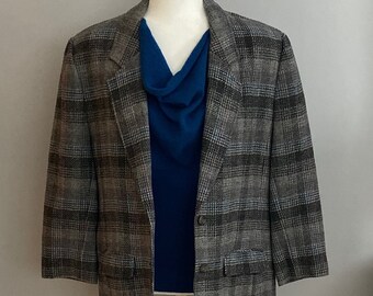 Pendleton 100% Wool Gray Plaid Blazer
