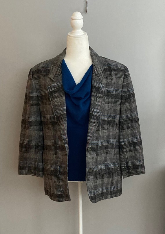 Pendleton 100% Wool Gray Plaid Blazer