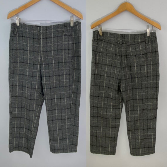Free People Plaid Wide-Legged Paperbag-Waist Cropp