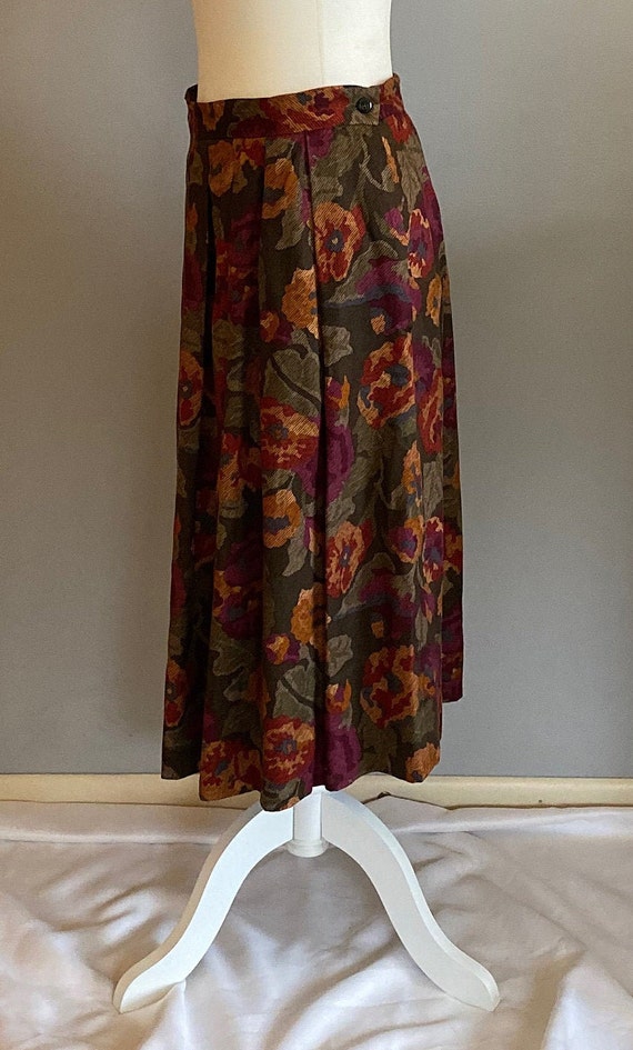 Vintage Autumnal Floral Flowy Skirt - image 4