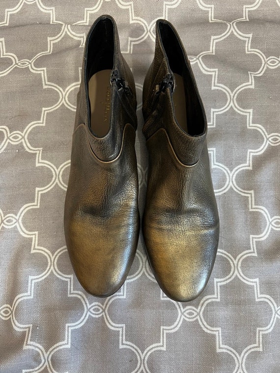 Cole Haan Gold Distressed Leather Ankle Booties w/