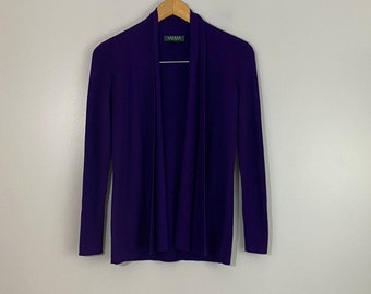 Lauren Ralph Lauren 100% Merino Wool Open-Front Double Collar Cardigan