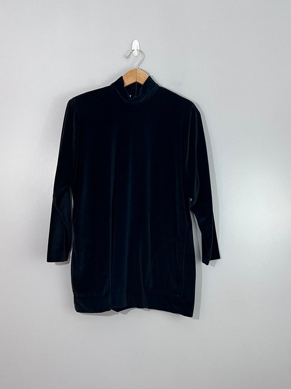 Vintage Liz Claiborne Black Velvet Mini Shift Dre… - image 1