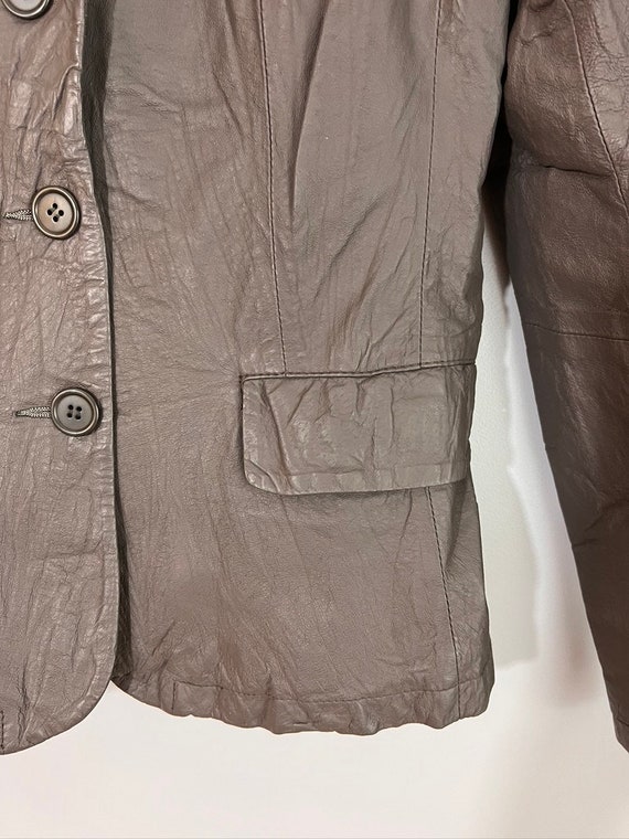 Vintage Gray Crinkled Leather Blazer - image 3