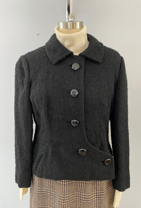 1950s/60s Black Fuzzy-Textured Blazer - image 2