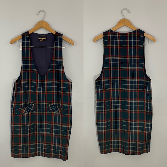 Vtg. Giorgio Sant Angelo Plaid Wool Dress