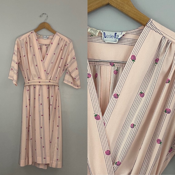 Vtg. Leslie Fay Pink Dress w/ Belt
