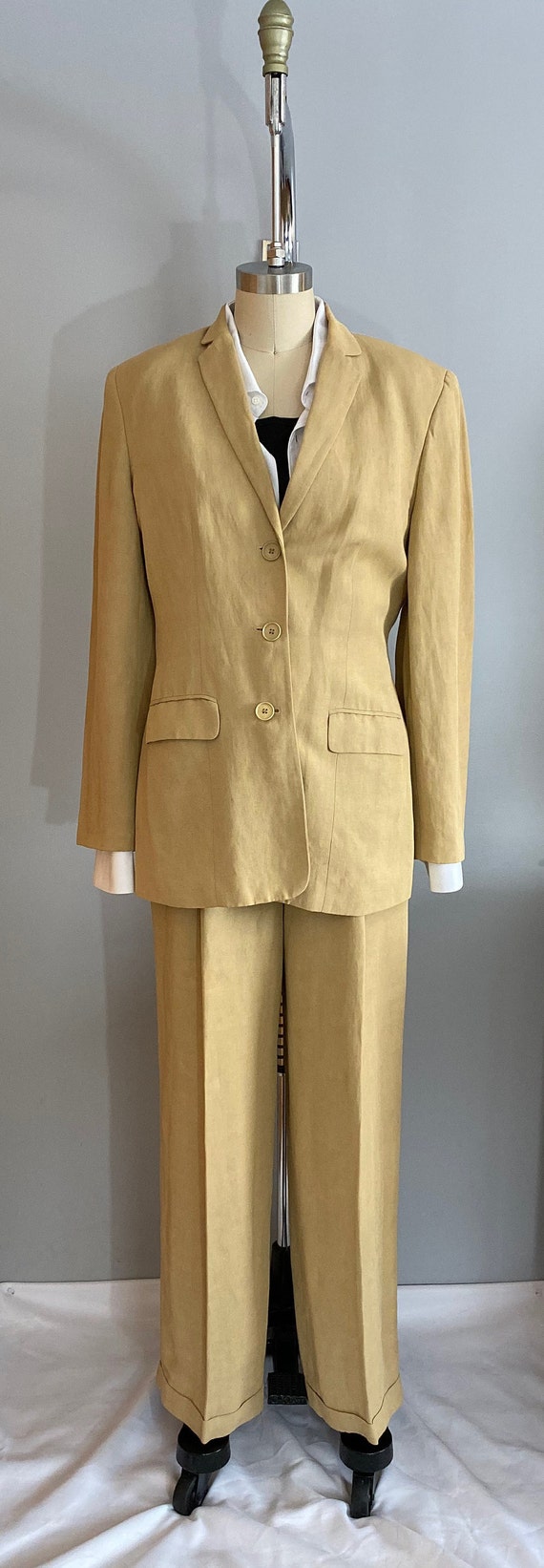 Vintage Linen-Blend Wide-Legged Trouser Suit