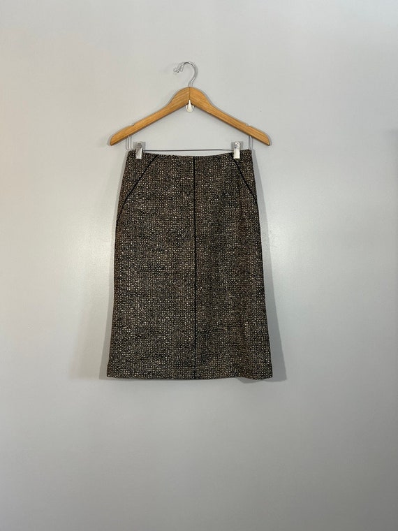 Talbots A-Line Tweed Wool-Blend Skirt in Brown, Bl