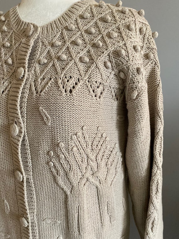 Unique VIntage Detailed Greige Cardigan - image 3