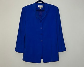 Blazer vintage bleu brillant 100 % soie de Jones Wear