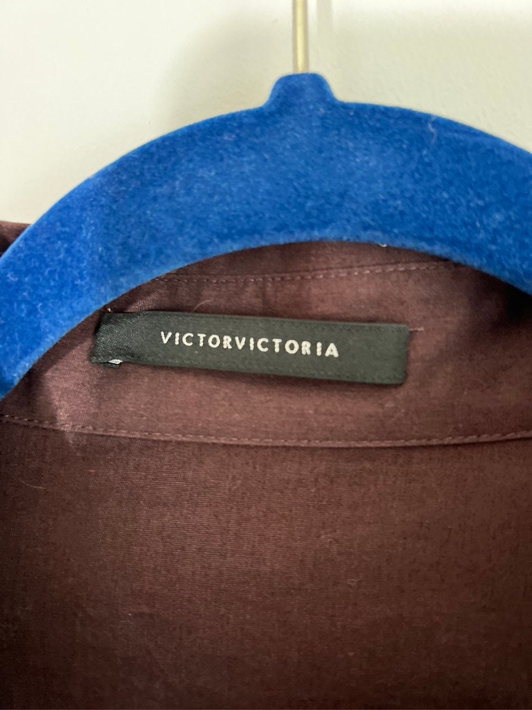 Victor Button Victor Victoria 100% Cotton Button-down W/ Velvet Piping in Burgundy - Etsy