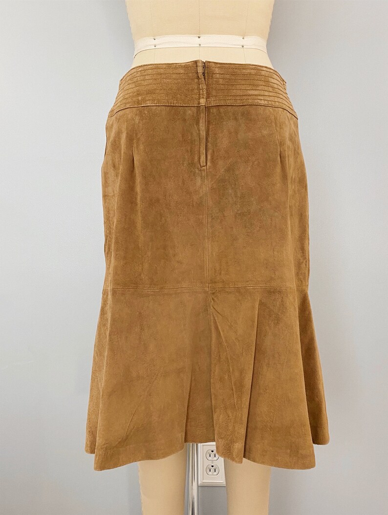 Suede Camel-Colored Skirt | Etsy