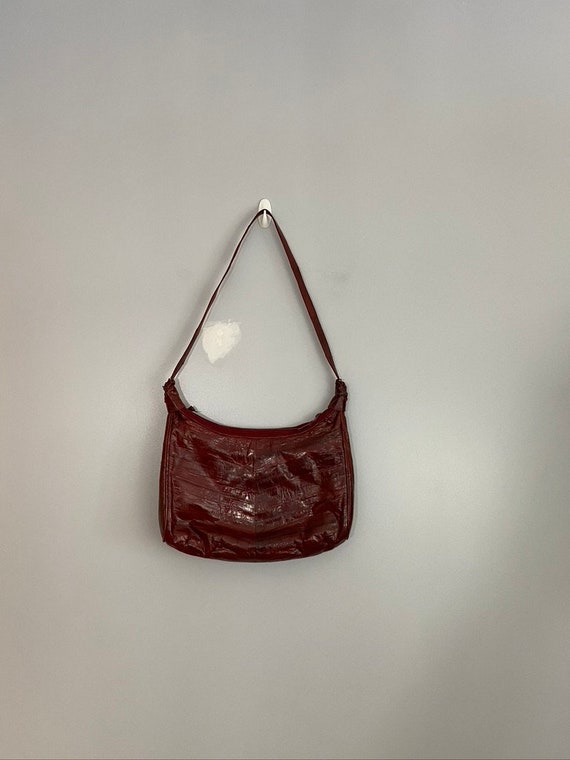 Vintage Eelskin Burgundy Purse with Coin Purse - image 1