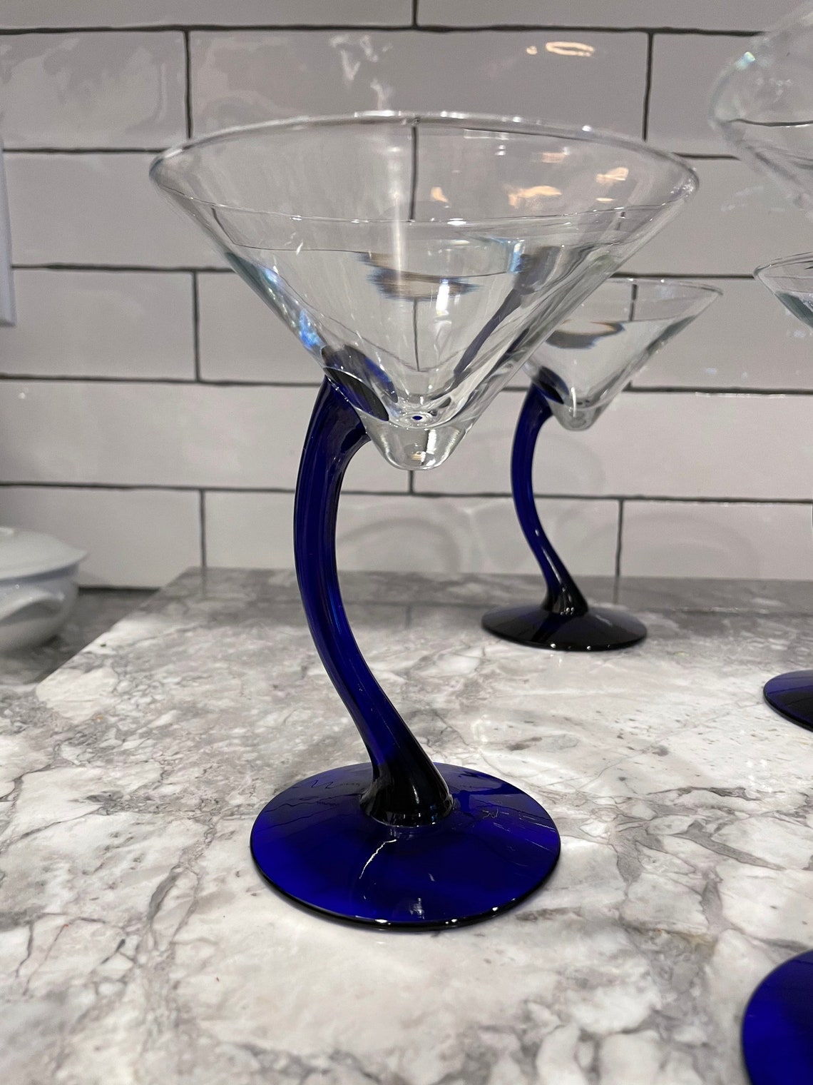 Curved Stem Martini Glass Set of 4 1970s Libbey Bravura Etsy