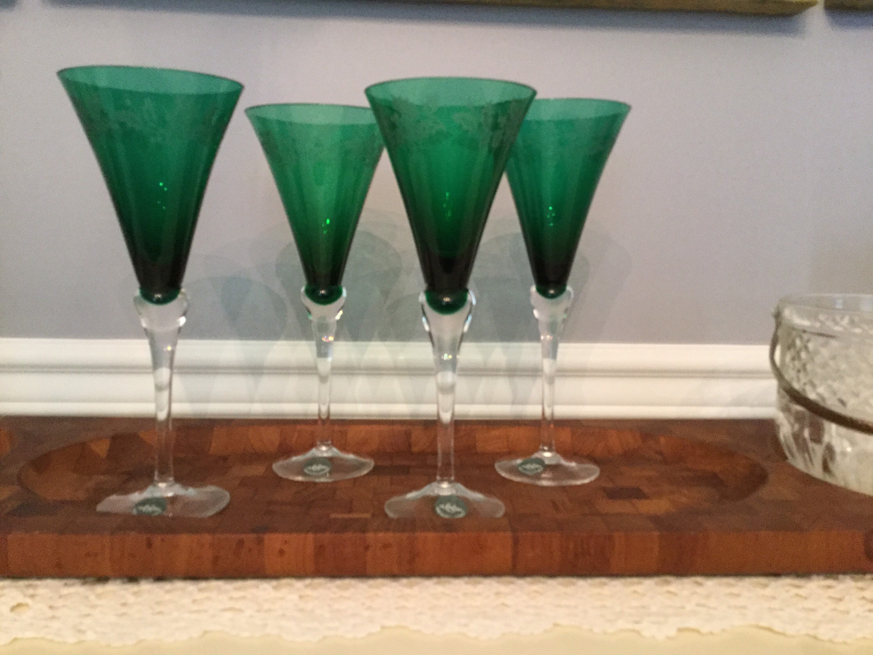 Hand Blown Holiday Gems Wine Glasses Emerald green Lennox Etsy