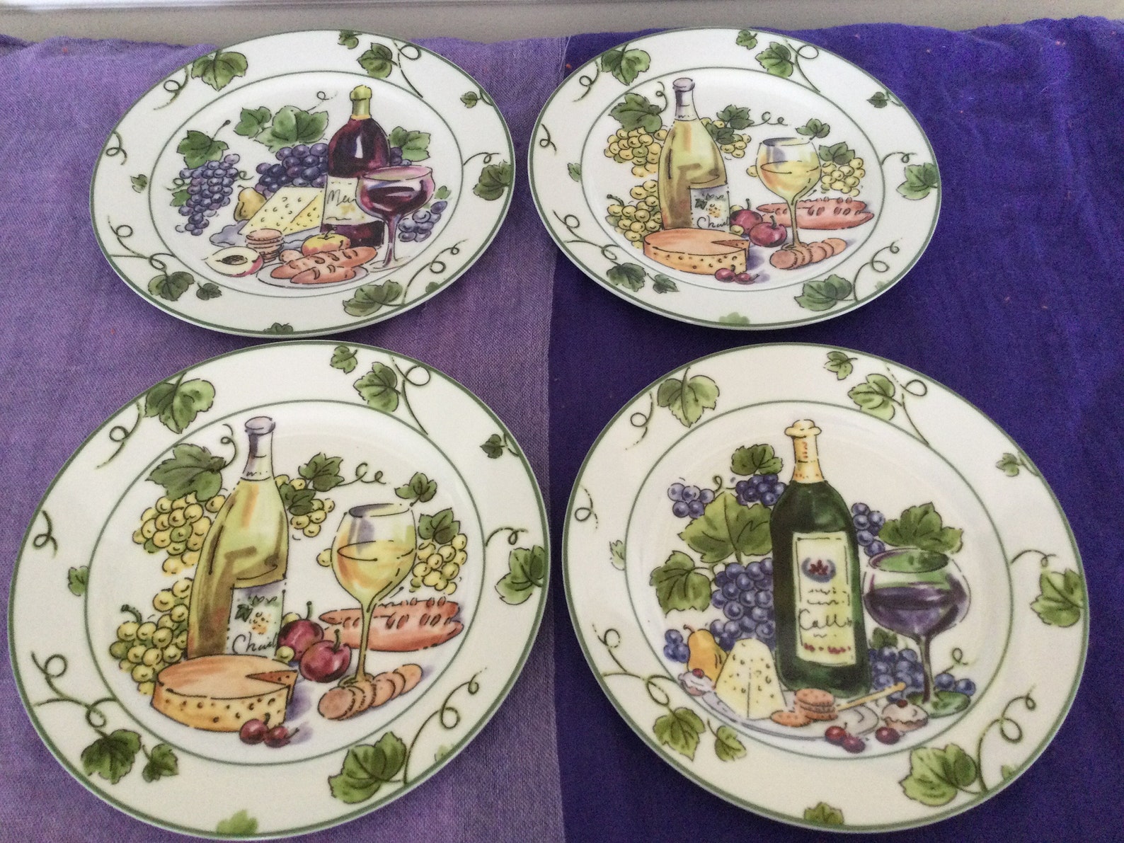 Wine and grapes appetizer plates set of 4 I. Godinger & Etsy