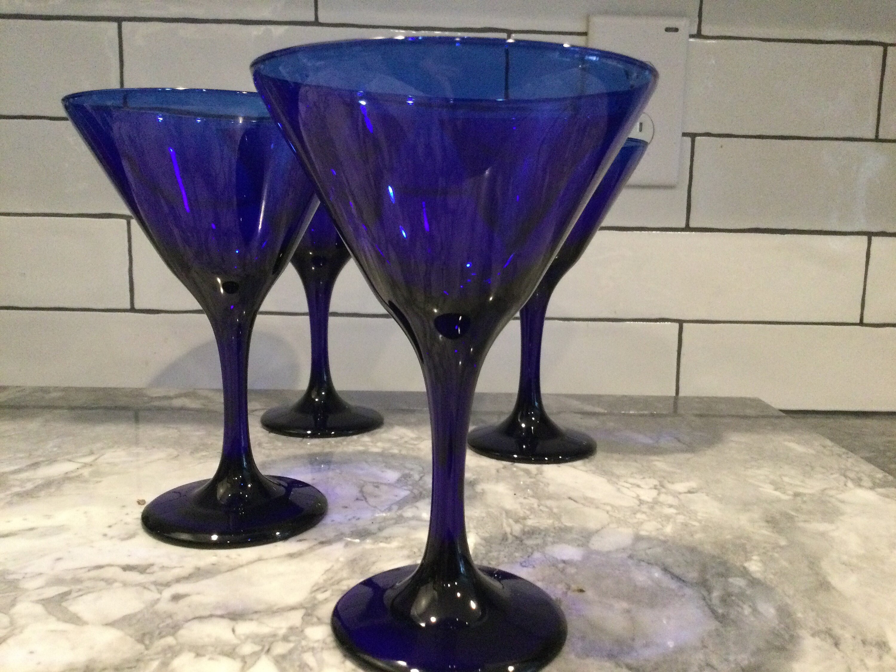 Cobalt blue martini cocktail glasses set of 4 Beautiful Etsy