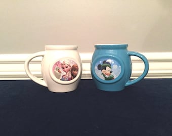 Mickey Mouse, Blue Winter and Disney Frozen Mug with characters, Disney gift