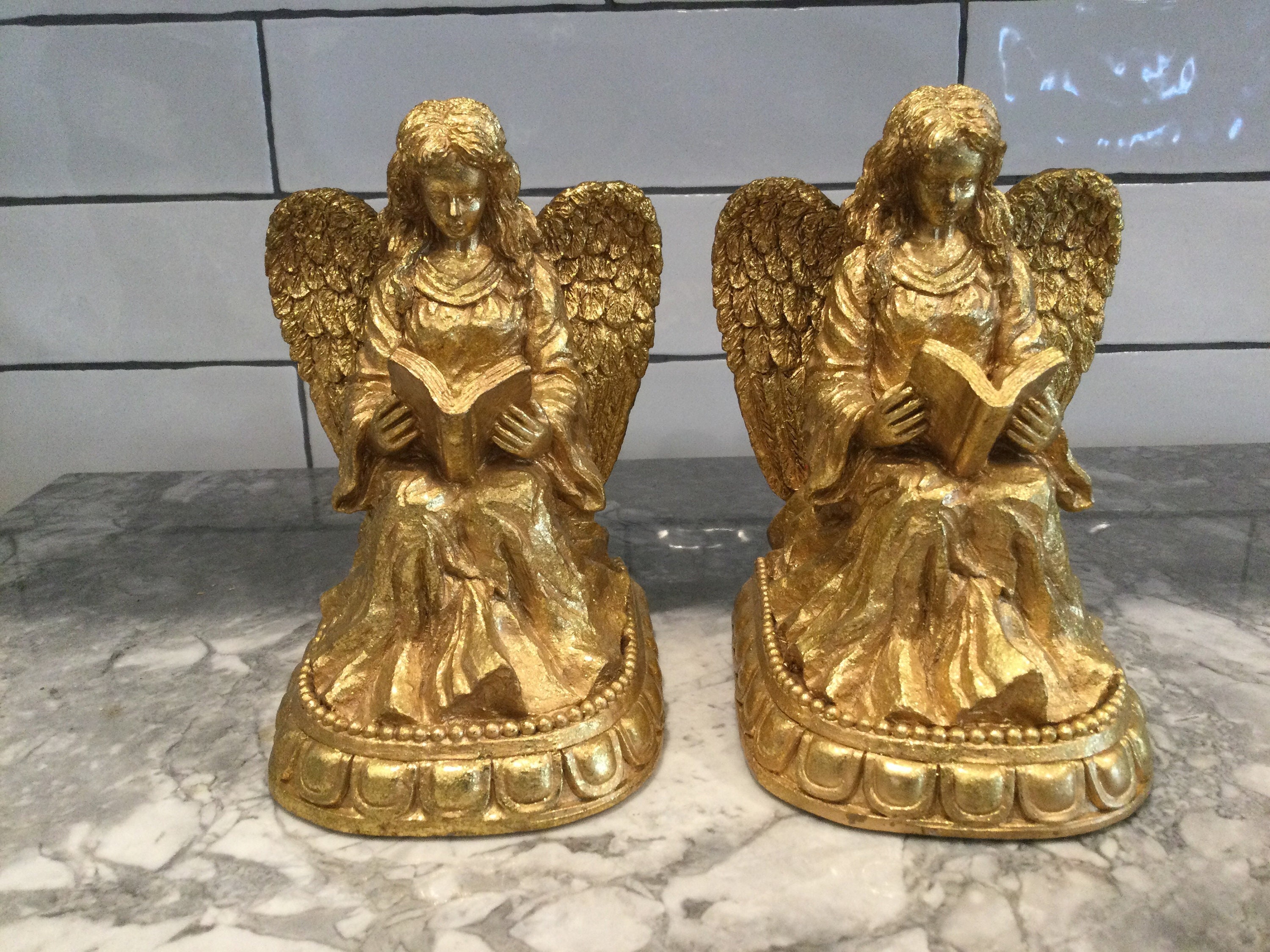 Angel Bookends Vintage CBK LTD Golden Angels Gold Gilded Etsy