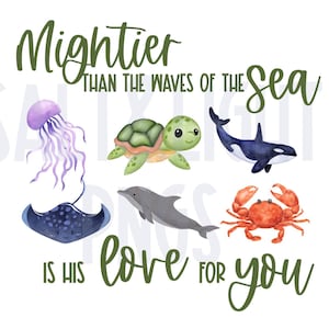 Bible Verse Shirts for Kids, Kids Bible Verse Shirt Design, Beach Bible Shirt Designs, Sea Animal PNG, Kids Bible Verse Tee, Watercolor