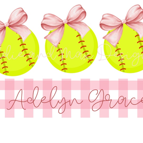 Softball Bow PNG, Girlie Softball PNG, Softball Sublimation Design, Girly Sports Design, Sporty PNG, Kids Softball, Little Girls Softball