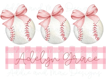 Baseball Bow PNG, Girlie Baseball PNG, Baseball Sublimation Design, Girly Sports Design, Sporty PNG, Kids Baseball, Little Girls Baseball