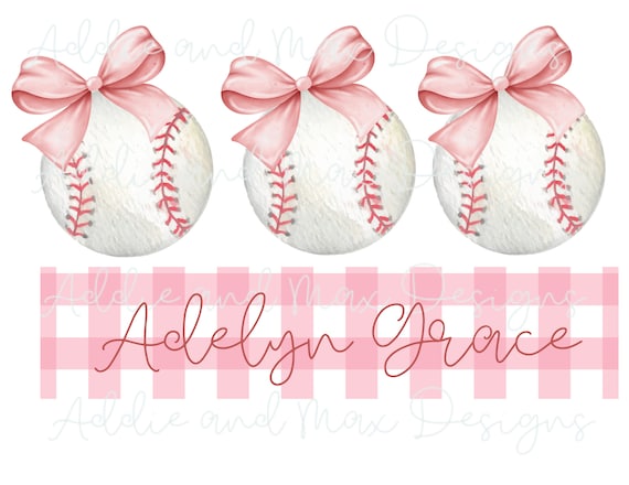 Baseball Bow PNG, Girlie Baseball PNG, Baseball Sublimation Design, Girly Sports Design, Sporty PNG, Kids Baseball, Little Girls Baseball