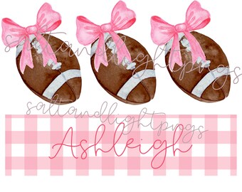 Football Bow PNG, Girlie Football PNG, Football Sublimation Design, Girly Sports Design, Sporty PNG, Kids Football, Little Girls Football