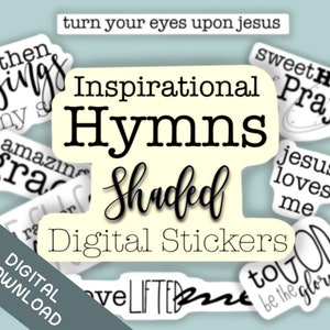 Inspirational Hymns Shaded Digital Stickers for your Goodnotes Journal
